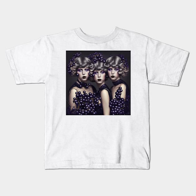 [AI Art] Black Currant Twins, Disco Style Kids T-Shirt by Sissely